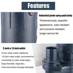 2HP Submersible Sump Pump 1500W Cast Iron Sewage Pump 6498GPH w/66ft HOSE 220V
