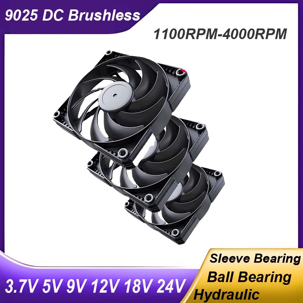 9025 DC Brushless 3.7V-24V Cooling Fan Ultra-Quiet 2-Pin Micro Fan 90x90x25mm