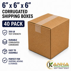 6x6x6 Corrugated Shipping Boxes 40 Pack 200 lb Test Heavy Duty Moving Mailer