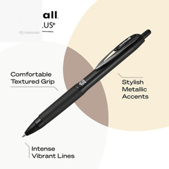Uni-Ball 207+ Black Gel Pens 4 Pack Micro 0.5mm Fraud Proof Retractable Click