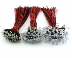 DC 9V-12V 3mm 5mm 10mm LED Lights Emitting Diode Pre-Wired 8″Line White Red