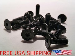 (50) M5 M5-0.8 M5-8 16 16mm Black Oxide Hex Socket Cap Flat Head Machine Screws