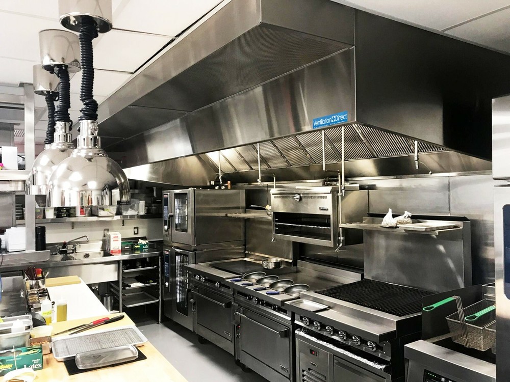 11′ Commercial Kitchen Wall Canopy Hood, Exhaust Fan, and Supply Fan Package