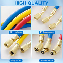 3 Pieces AC Manifold Gauge Hose Kit, Refrigerant Charging Hoses 1/4 SAE, 3FT AC