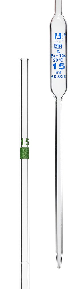 Eisco Labs 15ml Volumetric Pipette, Class A – Borosilicate Glass