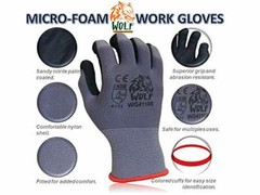 Wolf Work Gloves 13-gauge Ultra-Thin Nitrile Coated Palm Grip MultiPurpose 12Prs