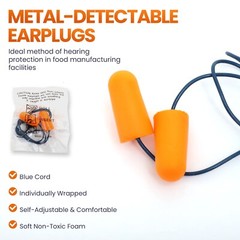 10-100 Pair Ear Plugs Metal Detectable Foam Individually Wrapped Soft for Work