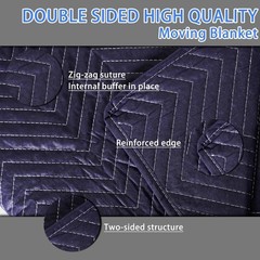 4 Pack Thick Moving Blankets 72″x40″ – Heavy Duty Quilted Protection in Blue