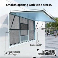 Concession Stand 60X36″Serving Window Food Truck Service Awning 6 Screen Windows