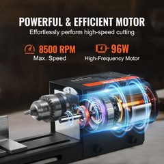 VEVOR Mini Lathe Machine 24V 96W Mini Wood Lathe Tools 2.76 in x 6.3 in 7 Speeds