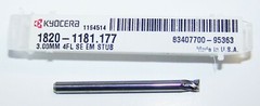 3.00mm (.1181″) Carbide End Mill 4 Flute Stub Kyocera 1820-1181.177