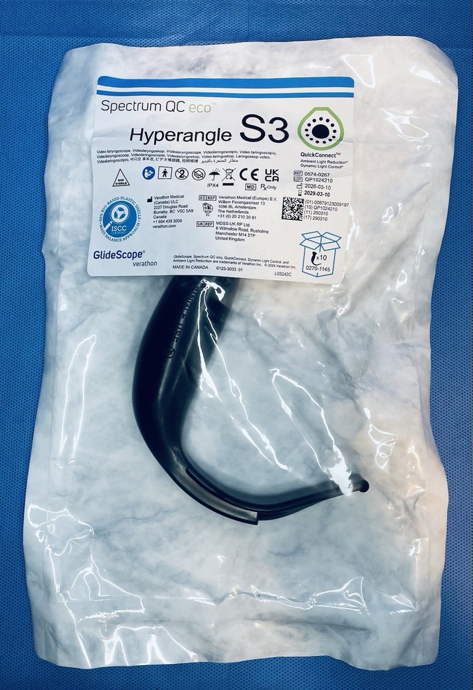 Verathon Glidescope Spcectrum QC eco Laryngoscope blade Hyperangle S3