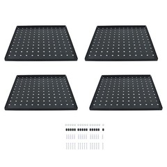4 Pack 12″x12″ Heavy Duty Black Metal Pegboard Panels Pegboard Wall Organizer
