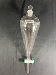 CHEMGLASS 1000mL Squibb Separatory Funnel w/ Stopcock #27 Stopper CG-1742-06 A