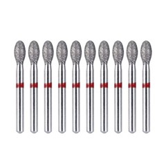 10Pcs Dental Diamond Burs FOOTBALL 379-023F FINE RED DEFEND Friction Grip AZDENT