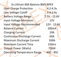 BMS 3S 60A – 80A 12.6v Li-ion Lithium APEX GOLD Battery Balance Charger 12v LiPo