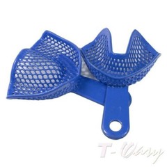 2Pcs/10Pcs Dental Autoclavable Plastic-Steel Impression Trays Blue Denture Model