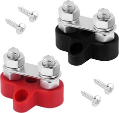 2PCS M8 Dual Studs 80A Power Distribution Block for 12V Automotive & Marine Use