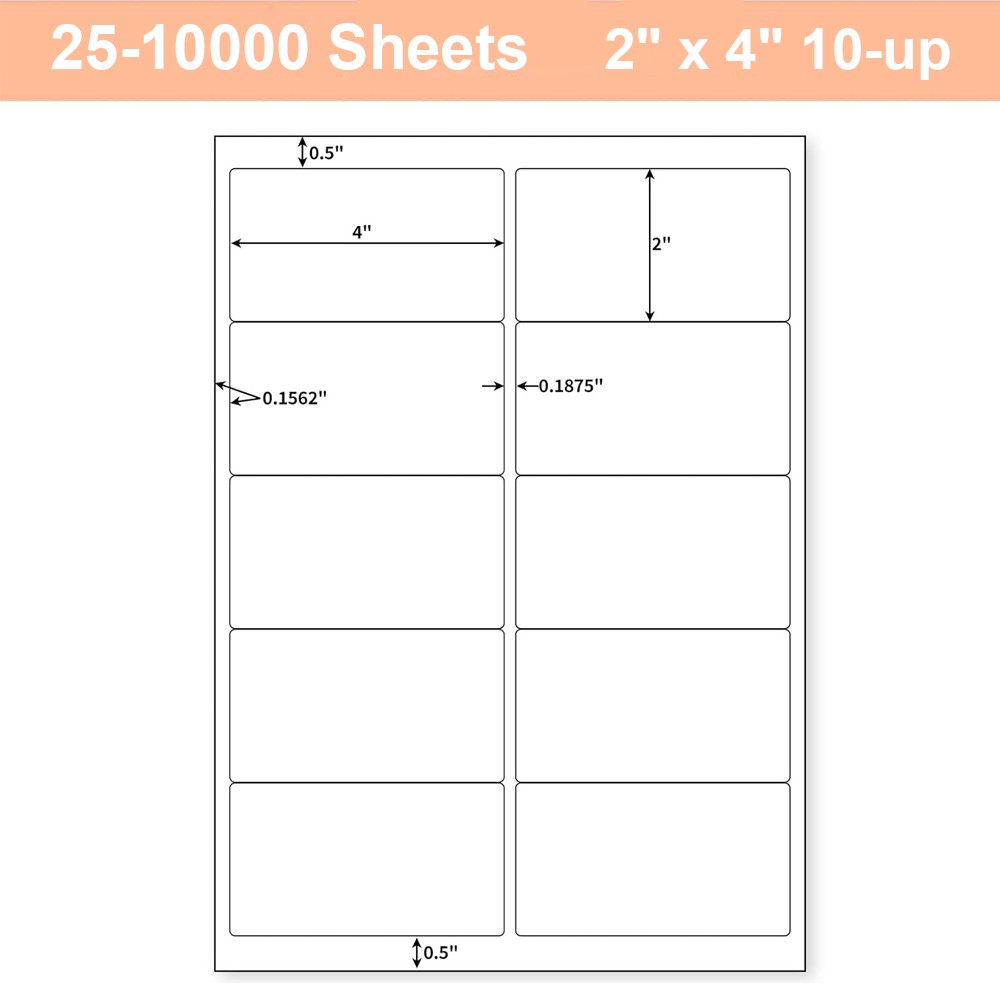 25-10000 Sheets 4″x2″ Address Shipping Labels Self-Adhesive Blank Laser Inkjet