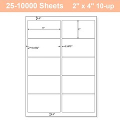 25-10000 Sheets 4″x2″ Address Shipping Labels Self-Adhesive Blank Laser Inkjet