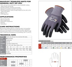 Seamless Nylon Gloves with Nitrile Grip 34-874 Pair Maxiflex Reusable