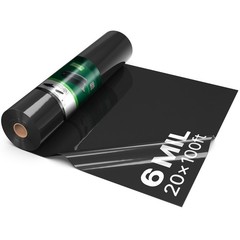Uimoso 6 Mil Black Plastic Sheeting Roll 20 x 100 ft Durable Polyethylene Film