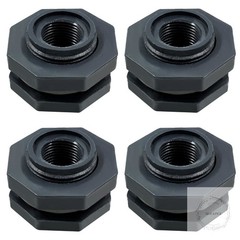 4pcs NPT1/2 PVC Bulkhead Fitting, 1/2 Inch Plastic Water Tank Connector Threaded