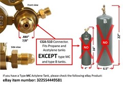 SÜA – Propane Regulator Welding Gas Gauges – CGA-510 – Rear Connector – LDB