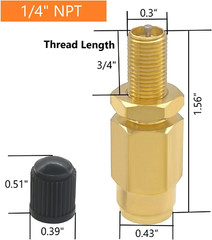 4PCS 1/4″ Air Inflation Schrader Valve Adapter Push to Connect Fitting Brass for