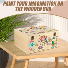 DAJAVE Unfinished Wooden Box 13.8×9.8×6.7Inch 13.8×9.8×6.7 inches,