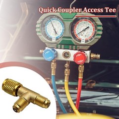 Ywdiml Car Quick Coupler Access Tee, Brass 1/4″ SAE Valve Core Tee Adapter for