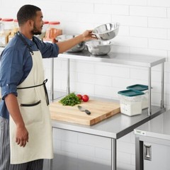 12″W x 84″D x 19″H Stainless Steel Single Deck Overshelf For Work Prep Tables