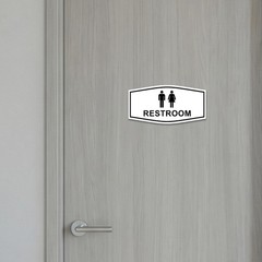 Fancy Unisex Restroom Sign Medium Brushed Gold Commercial Office Door Wall