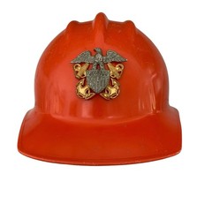 Vtg US Navy Officer E D Bullard Co Orange Hard Hat Adjustable USA