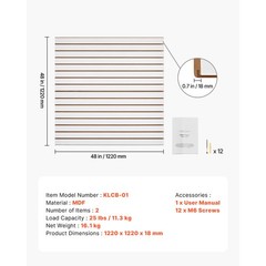 4 x 4 ft Slat Wall Paneling MDF White Garage Slatwall with Modular Design
