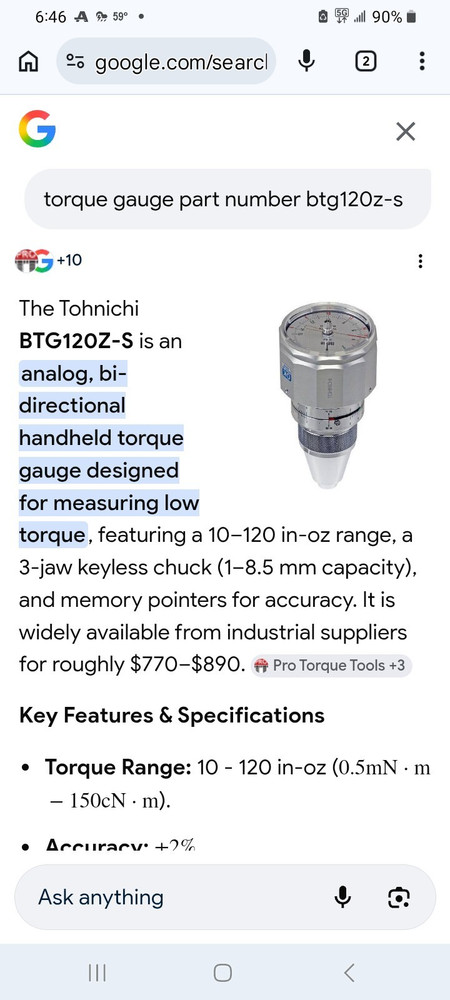 Tohnichi BTG120Z-S Analog Bi-Directional Handheld Torque Gauge