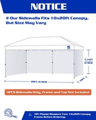 Fanpat 10X20Ft Canopy Sidewalls Fit 10X20Ft Pop Up Tent Waterproof 99 Uv