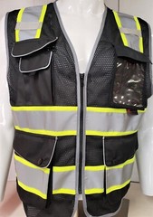 FX High Visibility Reflective BLACK OR BLUE Safety Vest w/ ID pocket FXSV8-BK