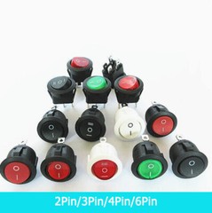 KCD1 Round Power Button Switch With Light 2/3/4/6-Pin 2/3-Way OFF/NO Hole 20MM