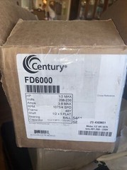 Century Motors FD6000 208-230v1ph 1/2hp 1075rpm 4spd