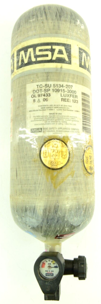 2009 MSA SCBA Cylinder Tank W/ Valve – MSA L-30+ – 3000 PSI – 30 Min – L-30 Plus