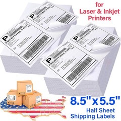 8.5×5.5 Half Sheet Shipping Labels Self Adhesive Sticker Laser & Inkjet Printers