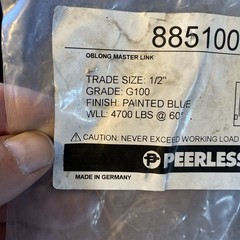 Peerless 8851000 1/2” Oblong Master Link Grade 100 Weight Limit 4700 Lbs 5”x3”