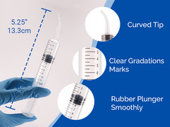 Dental Surgical 12CC Irrigation Syringe Curved Tip with Graduation up to 1000pcs