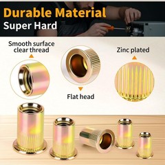200PCS Metric Rivet Nut Kit M3 M4 M5 M6 M8 Rivnut Threaded Insert Assortment