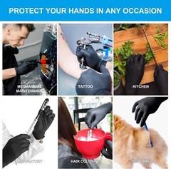 FINITEX Large Pack of 100 Black Nitrile Disposable Medical Gloves 6 mil