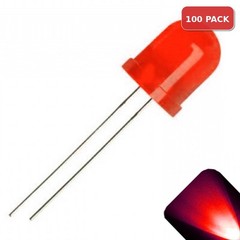 100 x 10mm Round Top Diffused Colored Lens LED Red Ultra Bright Lights Car RC pC
