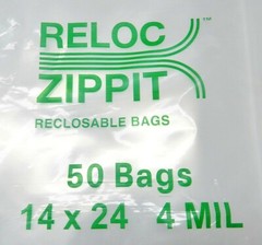 Jumbo Reloc Zippit Bags 14×24 Clear 4Mil 50Pcs Reclosable Large 14x 24″ Top Lock