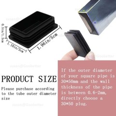Rectangular Plastic End Caps For Tubing Blanking Plugs Inserts Furniture Feet