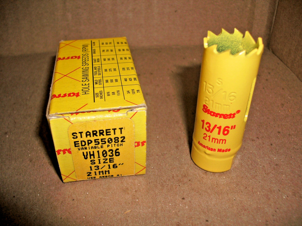 STARRETT 55082 VH1036 13/16″ 21mm VARIABLE PITCH HOLE SAW USE ARBOR A1 A4 A11